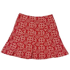 Oscar de la Renta Red Floral A-Line Ruffle Flare‎ Skirt-Size 14 | Bold & Vibrant